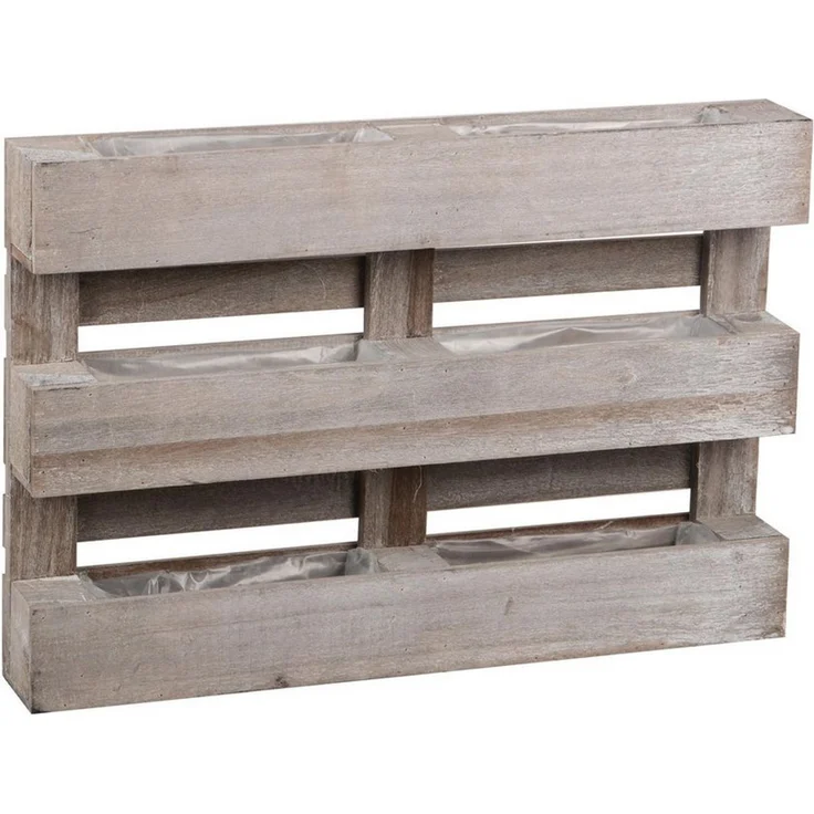 UNUS GARDEN Blumenkasten Paletten Pflanzkasten 3 Reihen (1 St, Abmessung (60 x 41 x 8,5 cm), Pflanzkasten Deko Pflanzgefäß Kräutergarten Wanddekoration aus Holz