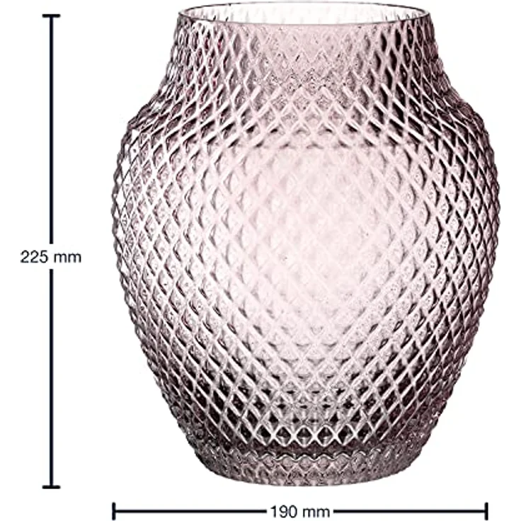 LEONARDO HOME Poesia Tisch-Vase, handgefertigte Deko-Vase in Rosa-Violett, bauchige Form, Kerzen-Halter und großes Windlicht, Höhe 22,5 cm, 018674 – Bild 3