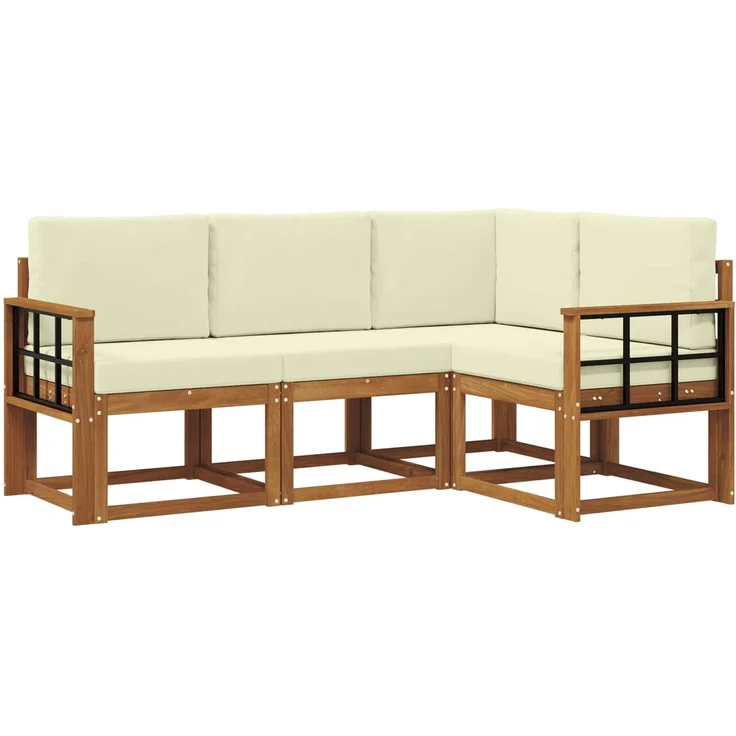 vidaXL Outdoor-Sofagarnitur 4 stk. 4-Sitzer Natur und Creme 3366333 – Bild 2