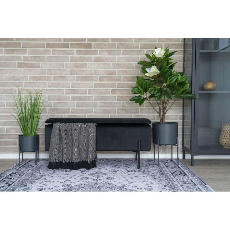 House Nordic Bank mit Stauraum, Samt, schwarz, 95x36,5x43 cm, HN1207 – Bild 4