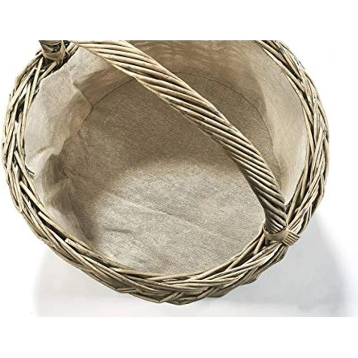 Kobolo Dekokorb Henkelkorb rund in grauer Weide und Textilfutter (Einzelstück, 1 St, 1 Stück) – Bild 2