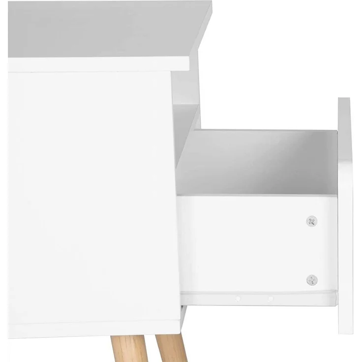 Woltu Nachttisch (2-St), Nachttisch mit Schublade & offenem Fach in Weiß – Bild 2
