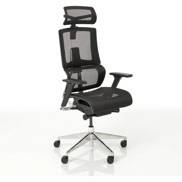 VALKENSTOL M7 MESH-SITZ Bürostuhl ergonomisch mit Schaumstoff Sitz - 5 Jahre Garantie - adaptive Lordosenstütze - tiefenverstellbare und neigbare Sitzfläche – Bild 3