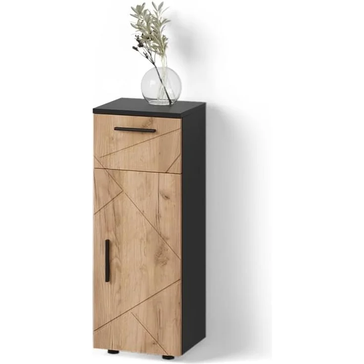 Livinity® Midischrank Ronco, Goldkraft Eiche/Anthrazit/Anthrazit, 30 x 81 cm – Bild 1