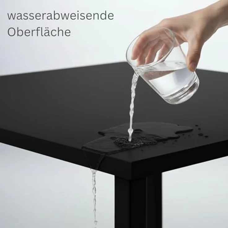 AUPROTEC Tischplatte 28mm schwarz 200x60 cm I Spanplatte mit 1mm ABS Kante & PU-Verleimung I melaminharzbeschichtet I elegant & wasserabweisend – Bild 3
