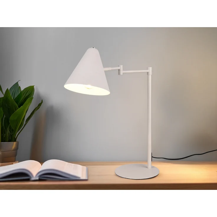 Retro Schreibtischlampe COSIMA mit Schwenkarm aus Metall Hellgrau, Höhe 50,5cm – Bild 1
