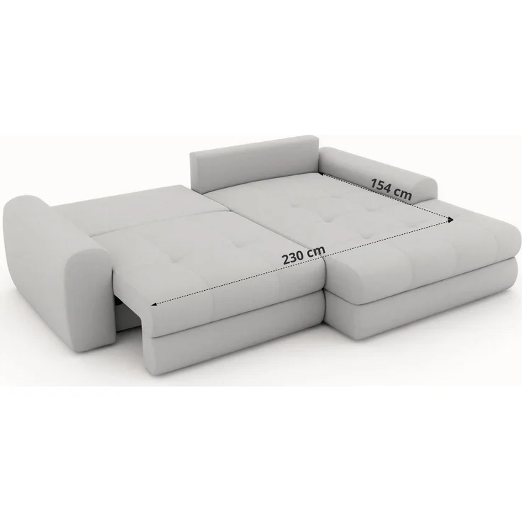 Sofa L-Form ARELIA L mit Schlaffunktion, Wohnzimmer Sofa, Wellenfederung, Sofa mit DL-System - Schenille grob gewebt Beige - Links – Bild 8