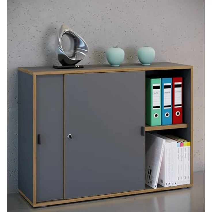 VCM Büroschrank Salia 920735 Anthrazit H. 74 x B. 100 x T. 37 cm – Bild 3