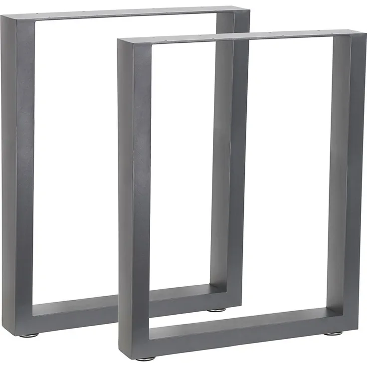 Tischuntergestell 60x72 cm Möbelfüße Grau Tischbeine Industrie Bankkufen Stahl