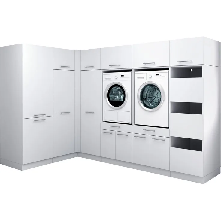 Laundreezy Mehrzweckschrank-Set Laundreezy, 11-tlg. Mehrzweckschrank-Set B/H/T 285/200/68 cm, (11-St), Breite 285 cm, Soft-Close-Funktion für Türen