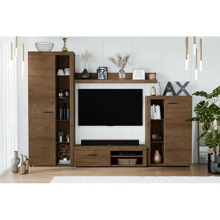 AX LIVING Spacoro Wohnwand Eiche Lefkas Wohnzimmerschrank 270 cm