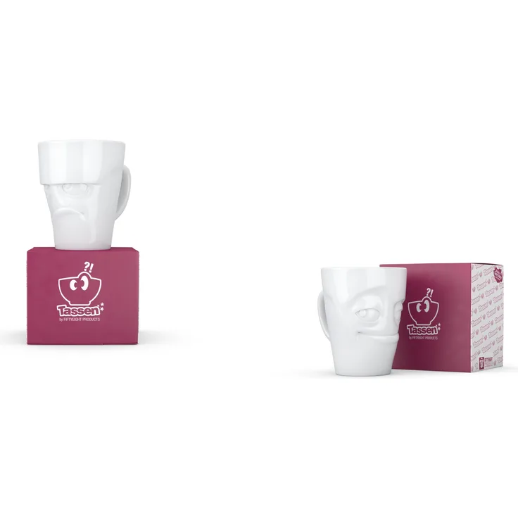 2 x Henkelbecher by FIFTYEIGHT - grummelig + verschmitzt - Tasse weiß