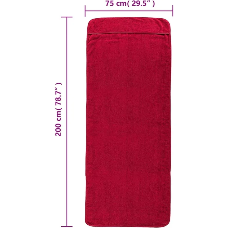 vidaXL Strandtücher 2 Stk. Burgunder 75x200 cm Stoff 400 GSM 362676 – Bild 8