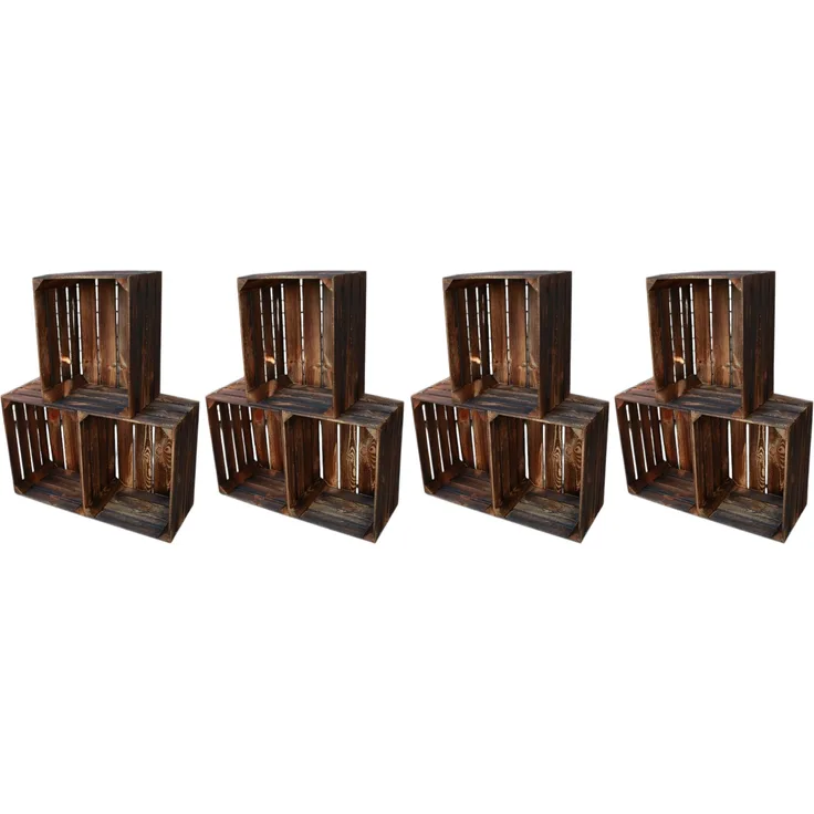 Obstkisten Weinkisten Kisten Holz Vintage Geflammt 50 x 40 x 30cm 12er SET