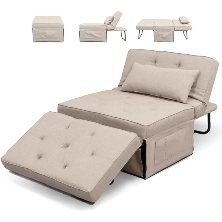 FLEXISPOT Schlafsofa Relaxsessel mit Liegefunktion, Loungesessel, Ottoman, Beige, klappsofa – Bild 4