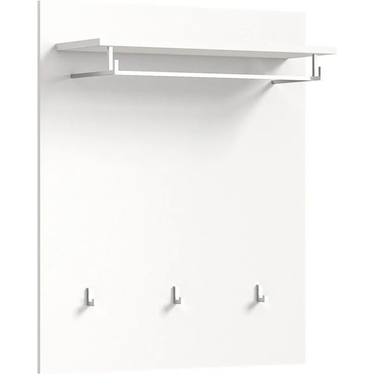xonox. home Garderobe Solero X7WA9621 Wandgarderobe Garderobenpaneel in Weiß Nachbildung und weiß Hochglanz tiefzieh, ca. B/H/T: 80 x 96 x 25 cm – Bild 1