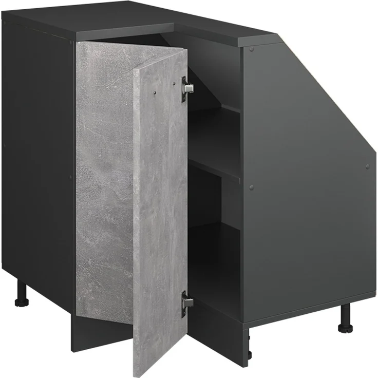 Eck-Küchenschrank für Dachschrägen R-Line Beton 75.6 cm mit 1 Tür Vicco – Bild 4