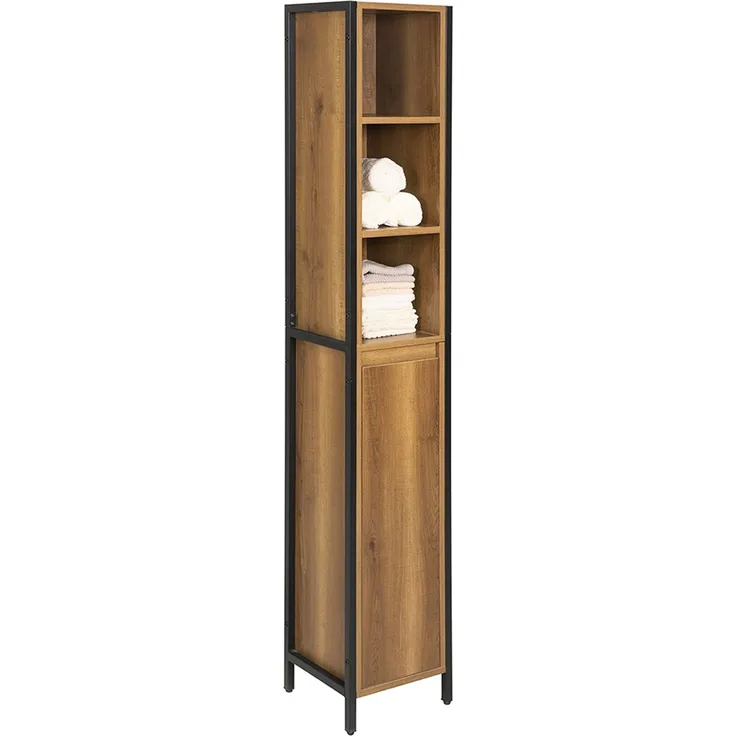 SoBuy BZR62-PF Badezimmer-Hochschrank, Spanplatte, Melamin, Hellbraun, 30 x 168 x 28 cm