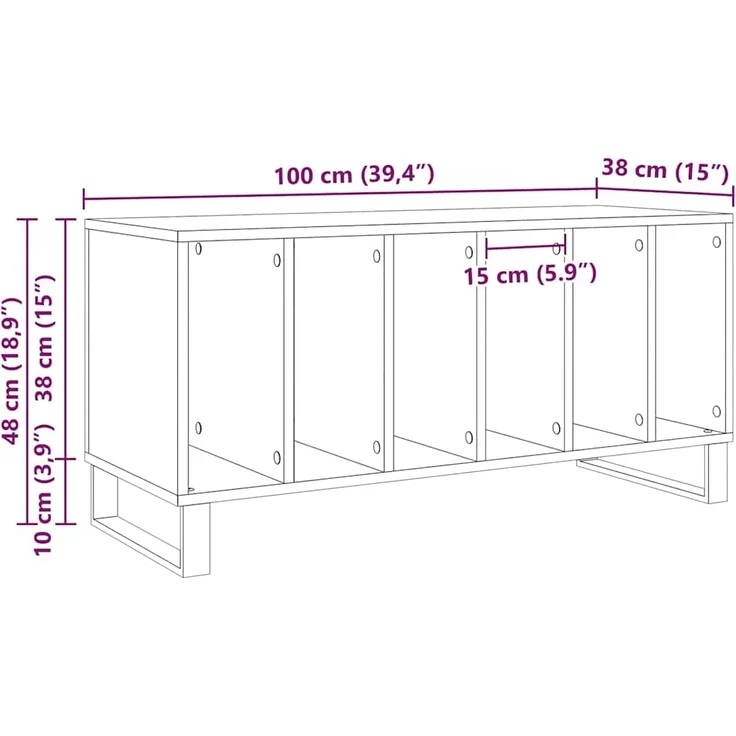 vidaXL Schallplattenschrank mit Regal Artisan-Eiche 100 x 38 x 48 cm 862906 – Bild 9
