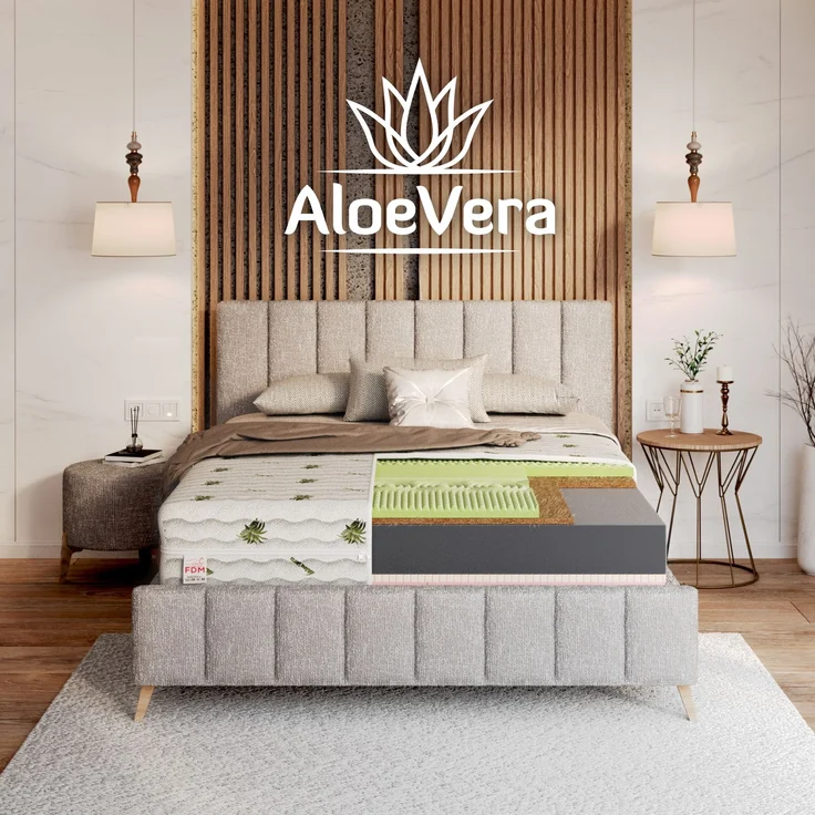 Matratze SAVONA 7 Zonen 90x200 cm H3 H4 22 cm Kokos Latex Visco Aloe Vera Bezug – Bild 7