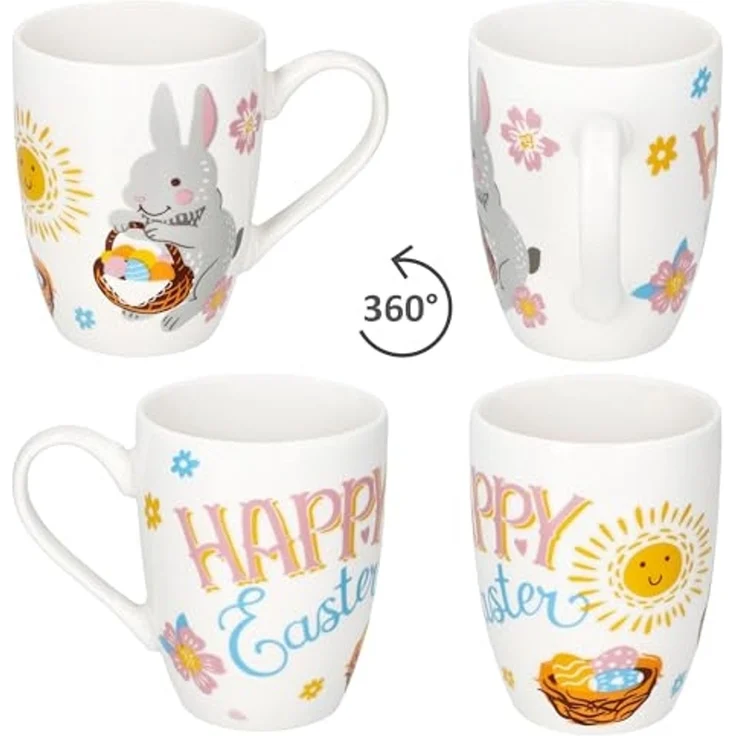 MamboCat Becher MamboCat 6er Set Easter Kaffeebecher 250ml Porzellan Ostern Hase bunt, Porzellan – Bild 4