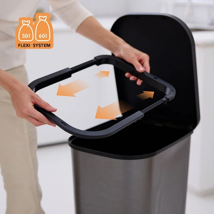 ROTHO Mülleimer Abfalleimer 60 L ORBE gross - Treteimer - mit Fußpedal und Deckel, perfekt als Gelber Sack Mülleimer – Bild 3