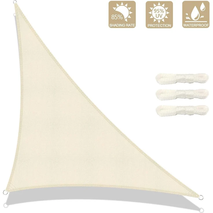 AXT SHADE Sonnensegel Wasserdicht Dreieck Rechtwinklig 3 x 3 x 4,25 m Wetterschutz Sonnenschutz PES Polyester mit UV Schutz für Terrasse Balkon Garten-Helles Khaki – Bild 2