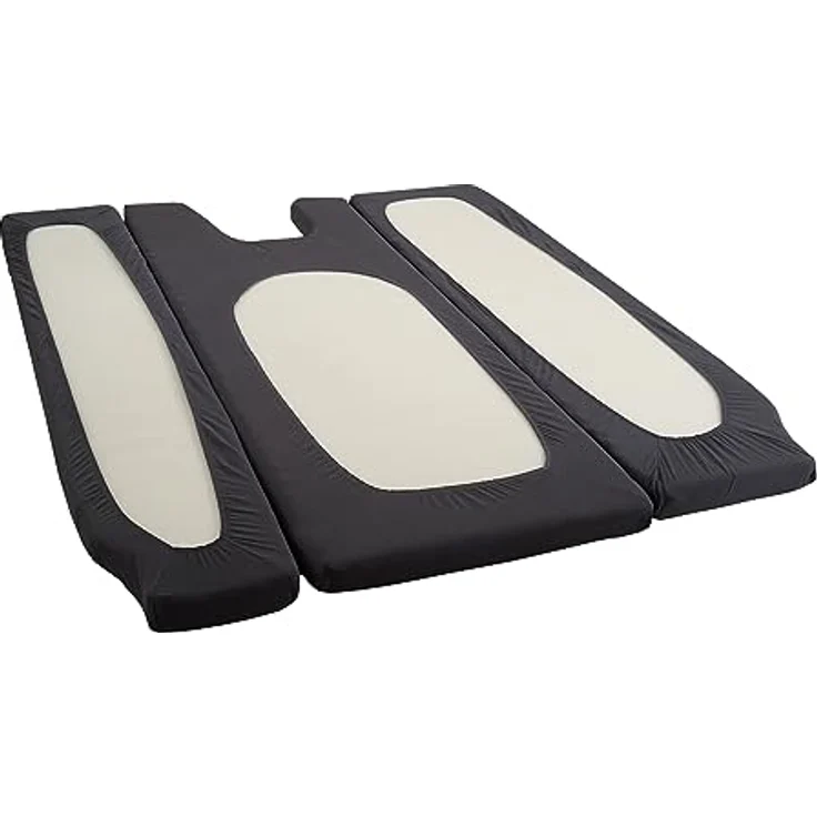 BLACK FOREST FOX Spannbettlaken Spannbettlaken VW Grand California 680 3 tlg. Heckbett OEKO-TEX®, Baumwolle, Gummizug: rundum, Grau – Bild 7