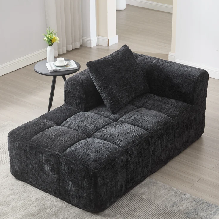LVHOM Chaiselongue Schlafsofa mit Kissen, Lounge Sessel Relaxsessel Einzelsessel mit Seitentasche, Sofa Schlaffunktion, Sessel für Wohnzimmer – Bild 8