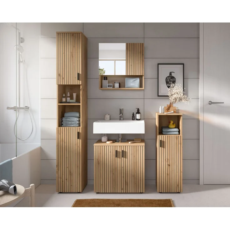 Badkombination B/H/T: 150x192x30 cm in Artisan Oak Nachbildung und -- – Bild 6