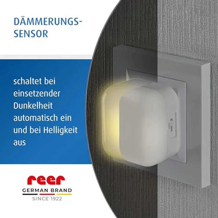 Reer SleepLight 2in1 Steckdosen-Nachtlicht mit Dämmerungssensor, energiesparende LED-Technologie, akkubetrieben, Eukalyptus – Bild 6