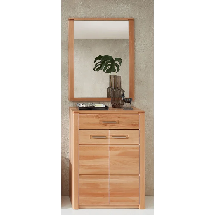 Garderoben-Set >Nature One< (2-teilig) in Kernbuche, teilmassiv - 74x193x40cm (B/H/T) – Bild 1