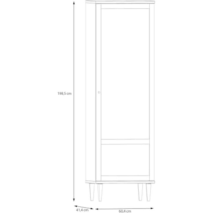 Forte CALASETTA Vitrine 60, Boho-Vitrinenschrank mit Rattangeflecht, 1-türig, Holzwerkstoff, Elegancia Eiche | Technorattan, 60,4 cm breit x 198,5 cm hoch x 41,4 cm tief – Bild 2