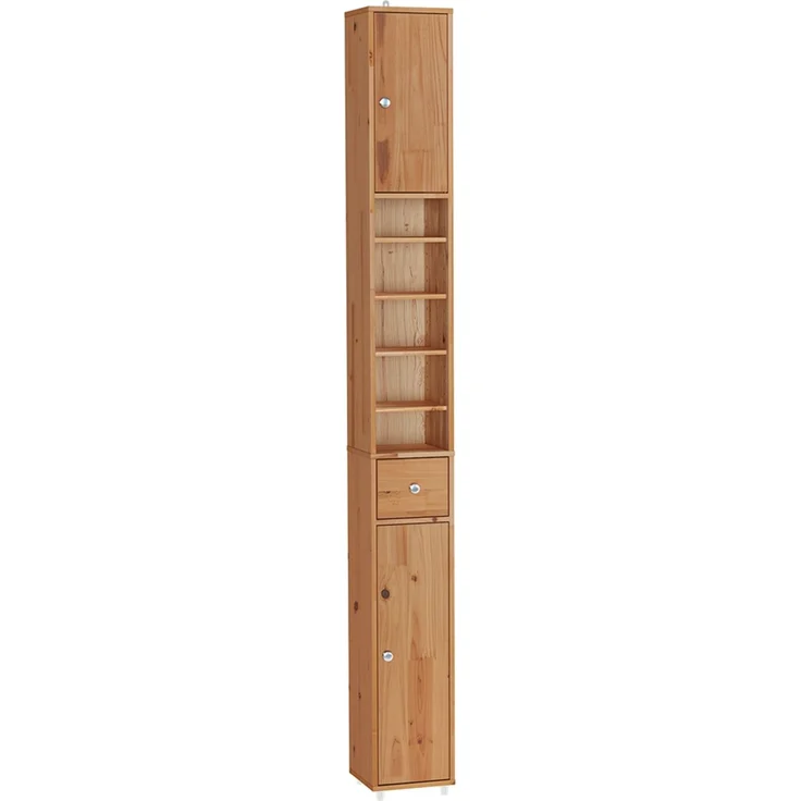 SoBuy BZR34-II-SH Badezimmer-Hochschrank, Massivholz, Lackiert, Hellbraun, 20 x 180 x 20 cm – Bild 1