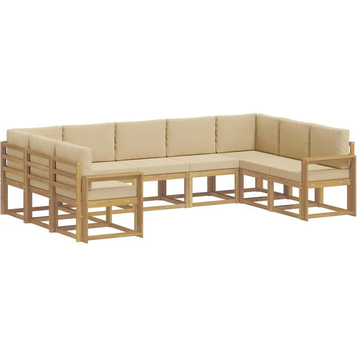 vidaXL Outdoor-Sofagarnitur 9 stk. 9-Sitzer Weiß und Beige 3388227 – Bild 2