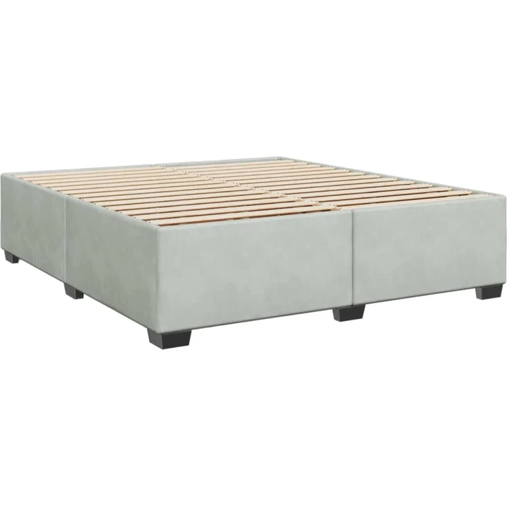vidaXL Boxspringbett mit Matratze Hellgrau 200x200 cm Samt 3288696 – Bild 10