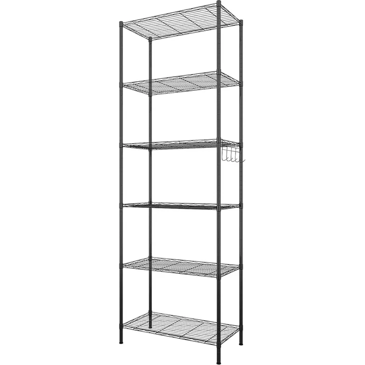 Himimi Regal,abstellraum Regal,Badezimmerregal Shelf,hoch schmal Standregale,Lagerregal 6 Ablage Küchenregal Metallregal, verstellbare Ablagen,Drahtkorb,54 x 29 x 160 cm,Schwarz