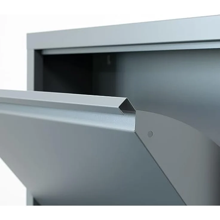ebuy24 Pisa Schuhkipper, Grau, Metall, 4 Klappen/Türen, 50x140x16 cm, Garderobe und Schuhaufbewahrung – Bild 7