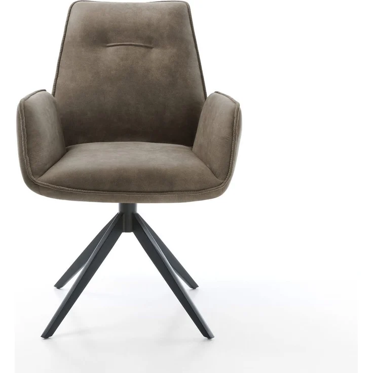 Esszimmerstuhl Zoa-Flex Mikrofaser Taupe Vintage Kreuzgestell breit Schwarz Taschenfederkern – Bild 2