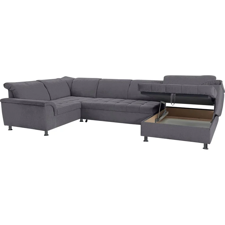 DOMO collection Wohnlandschaft Franzi wahlweise mit Kopfteilverstellung Bettfunktion, Bettkasten, im XXL-Format B/T/H: 352/214/80 cm, Steppung im Sitz, U-Form – Bild 2