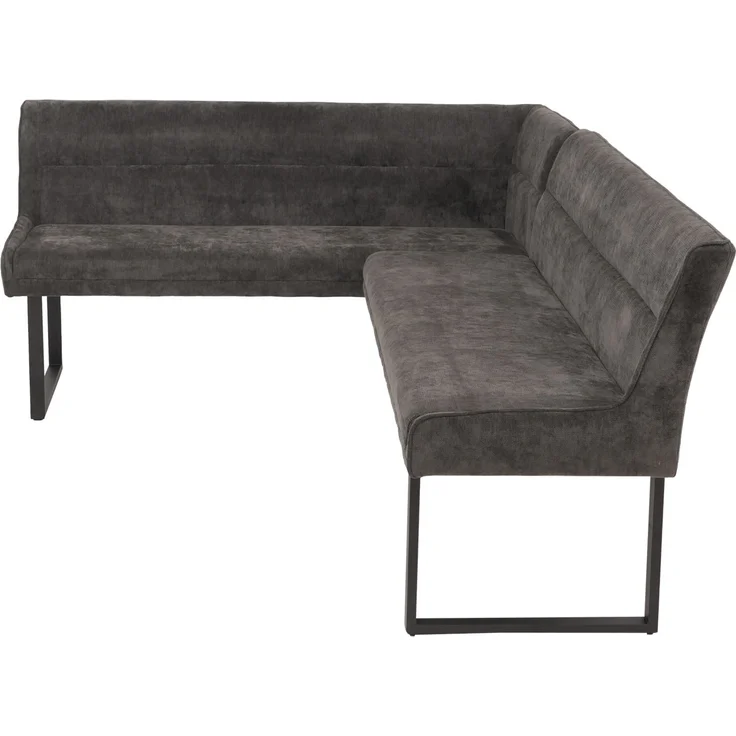 Eckbank HWC-O81, Esszimmerbank Bank, Öko-Tex (310g/m²) Chenille Stoff/Textil Metall 159x210cm ~ dunkelgrau – Bild 8