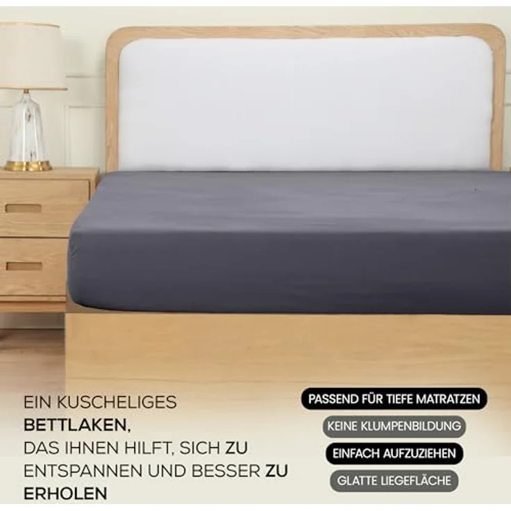 Utopia Bedding - Topper Spannbettlaken 140x200cm - Grau - Oeko-Tex Zertifiziertes Gebürstete Polyester-Mikrofaser Spannbetttuch - 15 cm Tiefe Tasche – Bild 6