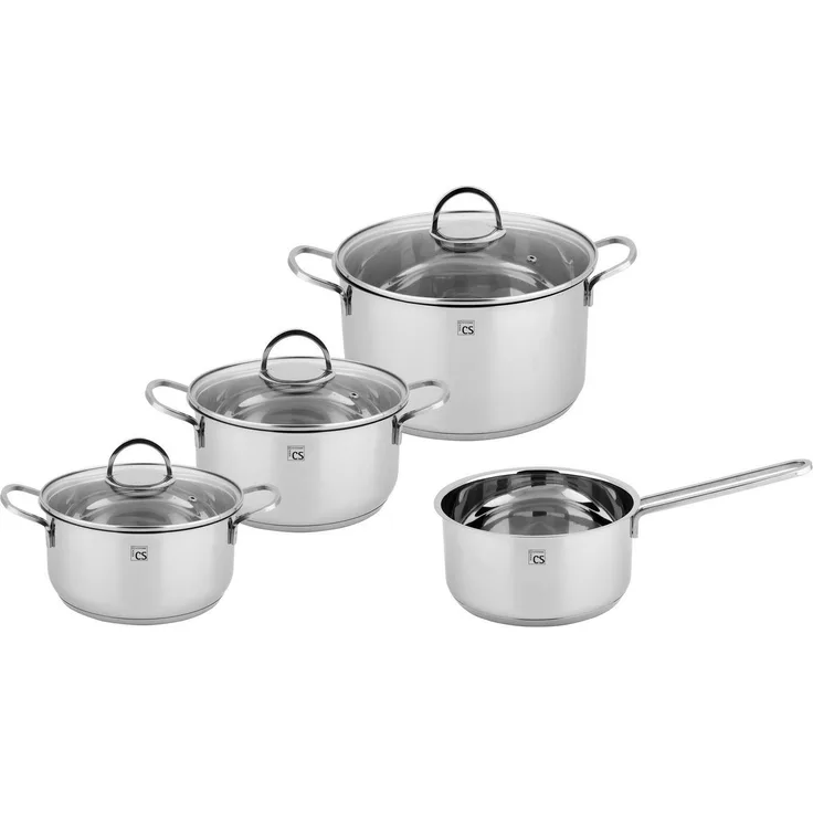 CS Koch-Systeme Topf-Set Trier, Edelstahl (Set, 7-tlg, je 1 Fleischtopf Ø 16/20/24 cm, 1x Stieltopf Ø 16 cm), Induktion