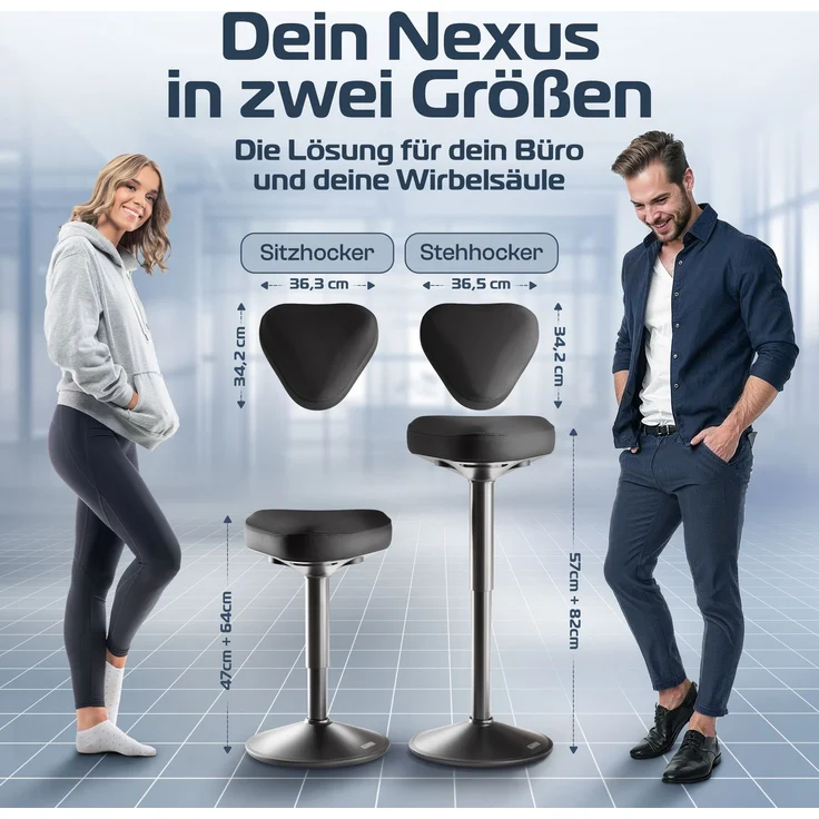 CLOUVOU Nexus, ergonomischer Stehhocker, stufenlos höhenverstellbar, Anti-Rutsch-Standfuß, Schwarz – Bild 2
