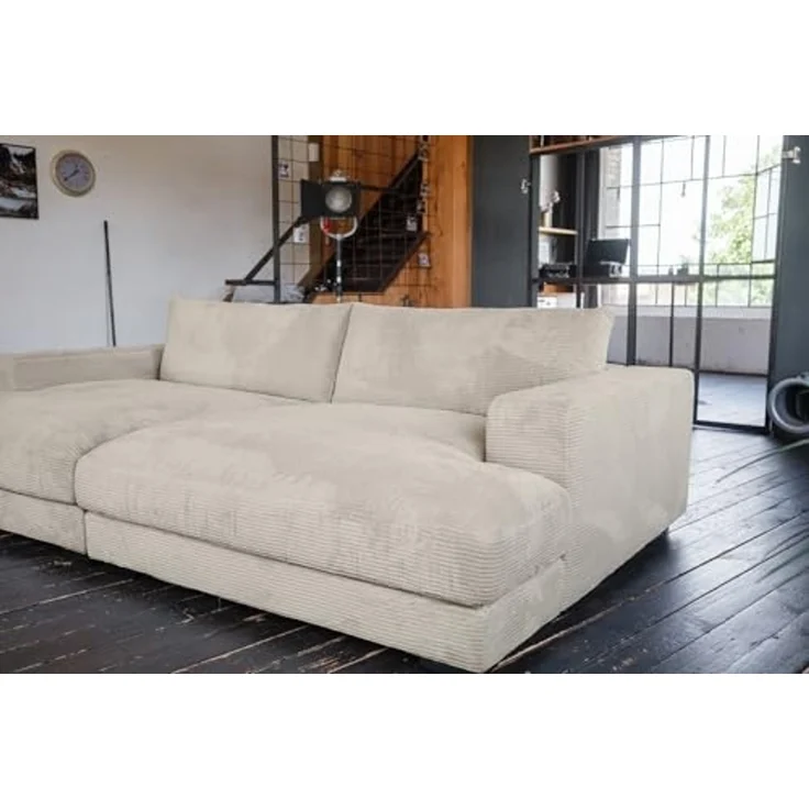 KAWOLA Big-Sofa MADELINE, Couch mit Hocker und 4 Zierkissen Cord verschiedene Farben 290x170 cm – Bild 5