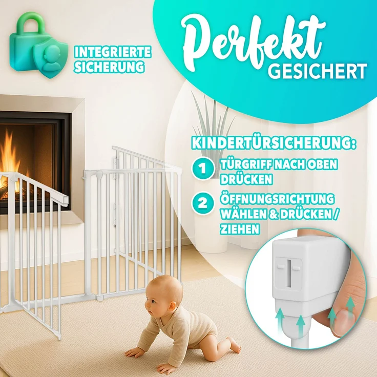 KIDUKU Kaminschutzgitter 180 cm Grau Baby Absperrgitter Ofenschutzgitter Laufstall Türschutzgitter – Bild 3