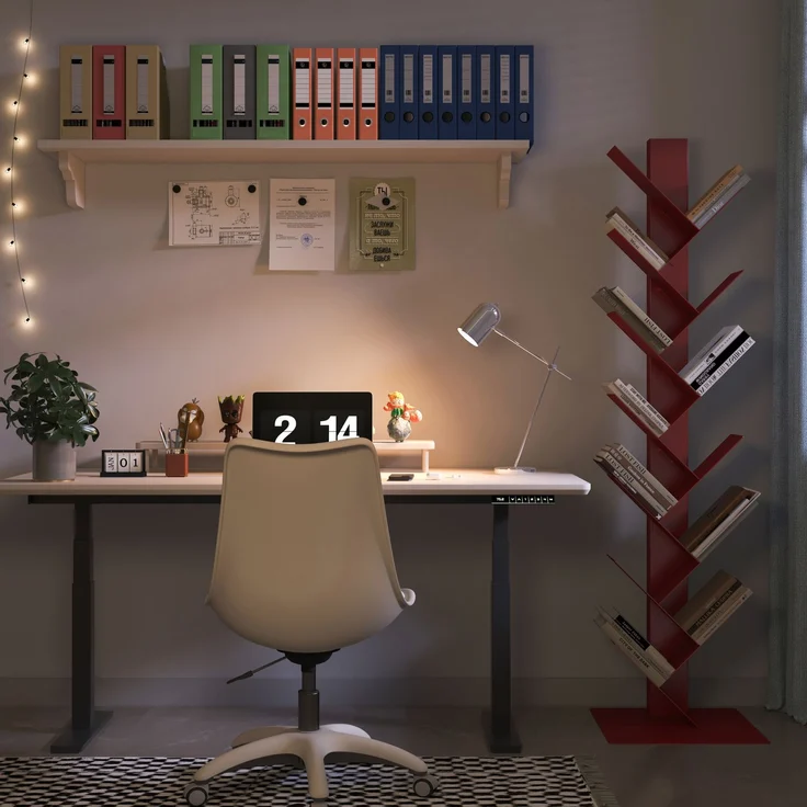 Bücherregal Eksjö Baumform Stahl 150x39x39 cm Rot [en. casa] – Bild 5