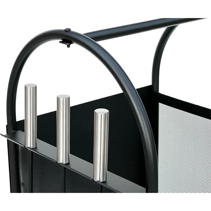DanDiBo Kaminholzregal Innen Metall Schwarz Kaminholzständer 80 cm mit Kaminbesteck und Rädern 96358 Kaminholzwagen – Bild 6
