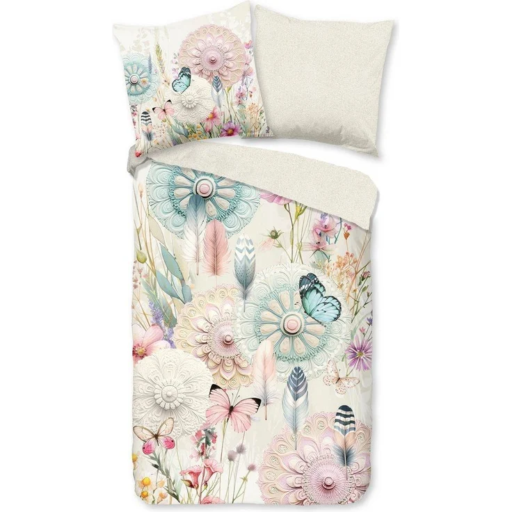 hip Satin Bettwäsche 135x200 Maysa Mandala Schmetterlinge magisch off-white 33294 – Bild 5