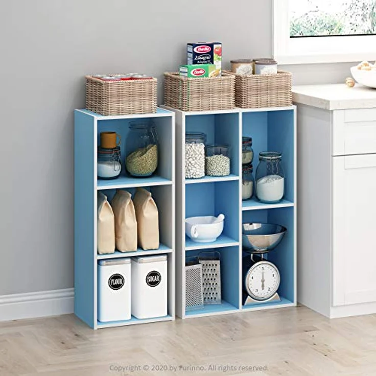 Furinno offenes Bücherregal mit 5 Fächern, holz, Weiß/Hellblau, 49. 5x23. 9x80 cm – Bild 3